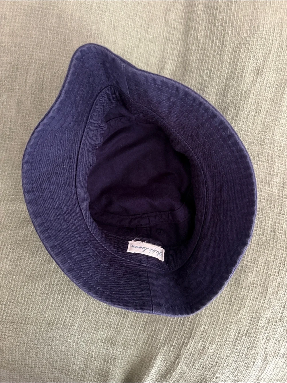 Ralph Lauren Navy Cotton Bucket Hat with Flag Accent